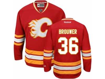 Men\'s Reebok Calgary Flames #36 Troy Brouwer Authentic Red Third NHL Jersey