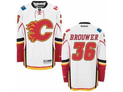 Men\'s Reebok Calgary Flames #36 Troy Brouwer Authentic White Away NHL Jersey