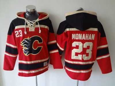 NHL Calgary Flames #23 Sean Monahan Red Sawyer Hooded Sweatshirt Stitched jerseys