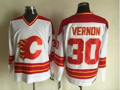NHL Calgary Flames #30 Vernon Throwback white jerseys