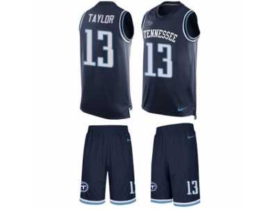 Men's Nike Tennessee Titans #13 Taywan Taylor Limited Navy Blue Tank Top Suit NFL Jersey