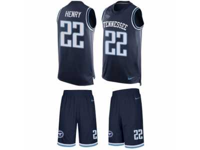Men's Nike Tennessee Titans #22 Derrick Henry Limited Navy Blue Tank Top Suit NFL Jersey