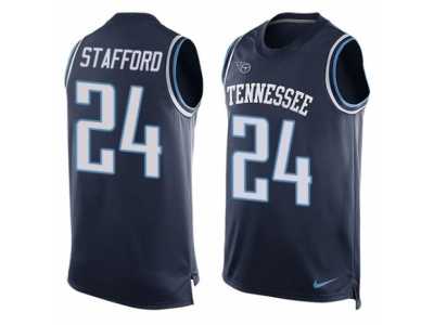 Men's Nike Tennessee Titans #24 Daimion Stafford Limited Navy Blue Player Name & Number Tank Top NFL Jersey