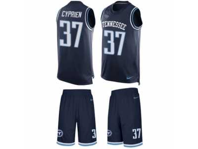 Men's Nike Tennessee Titans #37 Johnathan Cyprien Limited Navy Blue Tank Top Suit NFL Jersey