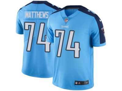 Men's Nike Tennessee Titans #74 Bruce Matthews Limited Light Blue Rush NFL Jersey