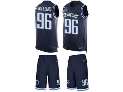 Men's Nike Tennessee Titans #96 Sylvester Williams Limited Navy Blue Tank Top Suit NFL Jersey