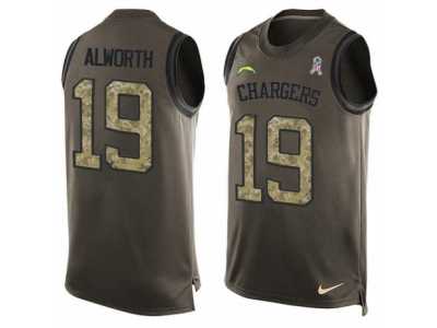 Men's Nike Los Angeles Chargers #19 Lance Alworth Limited Green Salute to Service Tank Top NFL Jersey