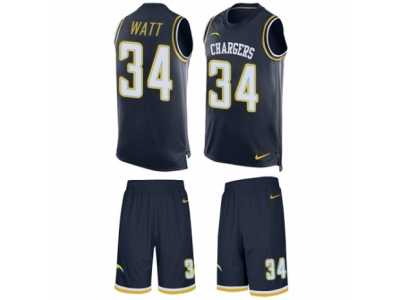 Men's Nike Los Angeles Chargers #34 Derek Watt Limited Navy Blue Tank Top Suit NFL Jersey
