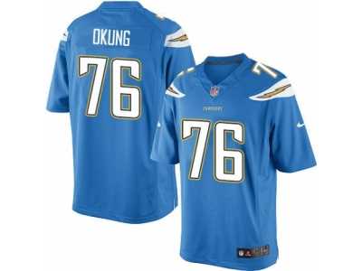 Men's Nike Los Angeles Chargers #76 Russell Okung Limited Electric Blue Alternate NFL Jersey