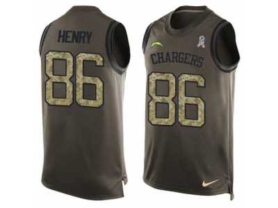 Men\'s Nike Los Angeles Chargers #86 Hunter Henry Limited Green Salute to Service Tank Top NFL Jersey