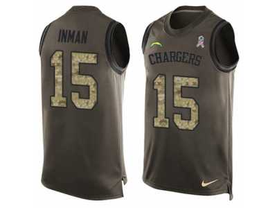 Men's Nike San Diego Chargers #15 Dontrelle Inman Limited Green Salute to Service Tank Top NFL Jersey