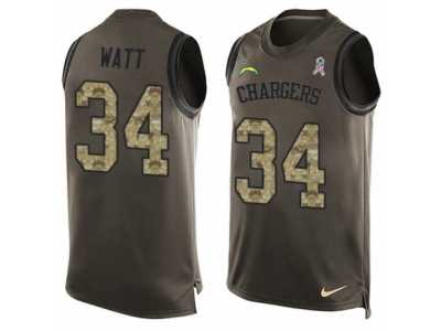 Men's Nike San Diego Chargers #34 Derek Watt Limited Green Salute to Service Tank Top NFL Jersey