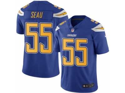 Men's Nike San Diego Chargers #55 Junior Seau Limited Electric Blue Rush NFL Jersey