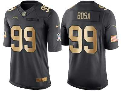 Nike San Diego Chargers #99 Joey Bosa Anthracite 2016 Christmas Day Gold Men's NFL Limited Salute to Service Jersey