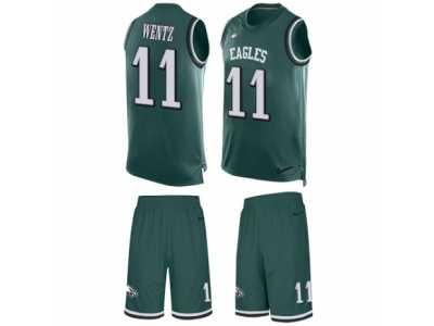 Men's Nike Philadelphia Eagles #11 Carson Wentz Limited Midnight Green Tank Top Suit NFL Jersey