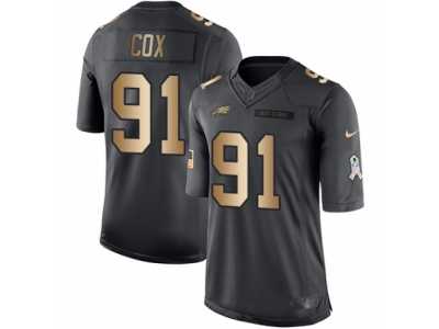 Men's Nike Philadelphia Eagles #91 Fletcher Cox Limited Black Gold Salute to Service NFL Jersey
