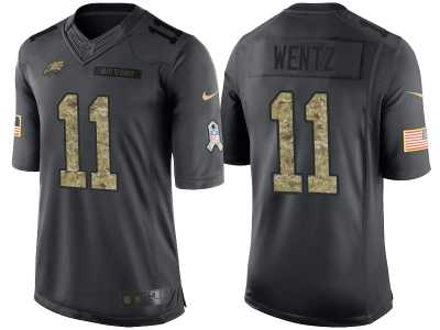 Nike Philadelphia Eagles #11 Carson Wentz Men's Stitched Black NFL Salute to Service Limited Jerseys