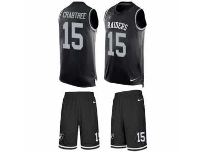 Men's Nike Oakland Raiders #15 Michael Crabtree Limited Black Tank Top Suit NFL Jersey