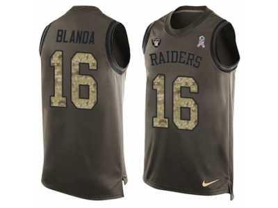 Men's Nike Oakland Raiders #16 George Blanda Limited Green Salute to Service Tank Top NFL Jersey
