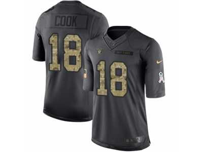 Men's Nike Oakland Raiders #18 Connor Cook Limited Black 2016 Salute to Service NFL Jersey