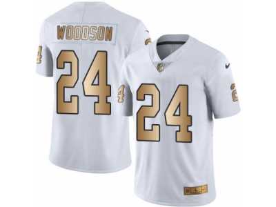 Men's Nike Oakland Raiders #24 Charles Woodson Limited White Gold Rush NFL Jersey