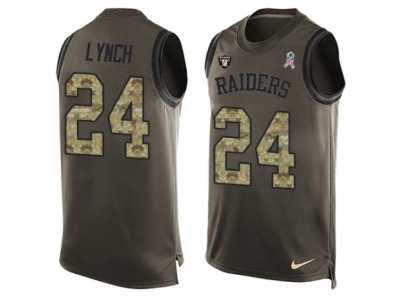 Men's Nike Oakland Raiders #24 Marshawn Lynch Limited Green Salute to Service Tank Top NFL Jersey