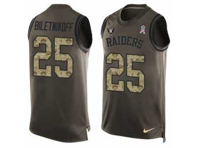 Men's Nike Oakland Raiders #25 Fred Biletnikoff Limited Green Salute to Service Tank Top NFL Jersey