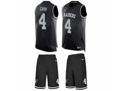 Men's Nike Oakland Raiders #4 Derek Carr Limited Black Tank Top Suit NFL Jersey