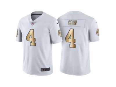 Men's Nike Oakland Raiders #4 Derek Carr White Gold Limited Special Color Rush Jersey
