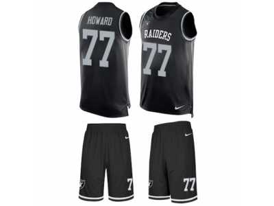 Men's Nike Oakland Raiders #77 Austin Howard Limited Black Tank Top Suit NFL Jersey