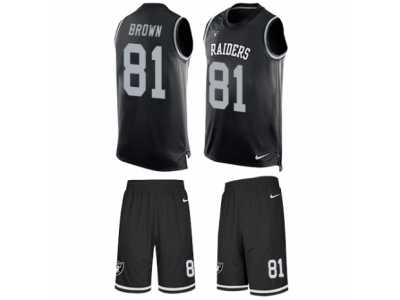 Men's Nike Oakland Raiders #81 Tim Brown Limited Black Tank Top Suit NFL Jersey
