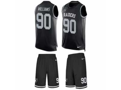 Men's Nike Oakland Raiders #90 Dan Williams Limited Black Tank Top Suit NFL Jersey