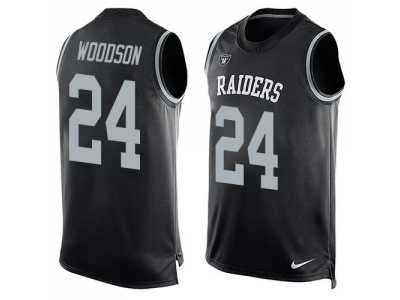 Nike Oakland Raiders #24 Charles Woodson Black Team Color Men's Stitched NFL Limited Tank Top Jersey