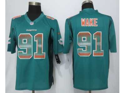 2015 New Nike Miami Dolphins #91 Wake Green Strobe Jerseys(Limited)