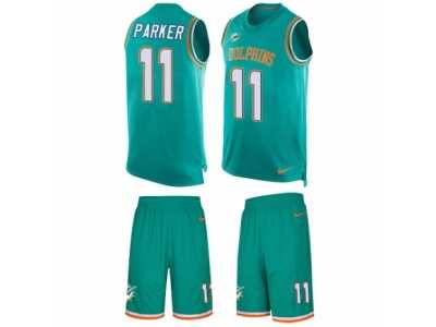 Men's Nike Miami Dolphins #11 DeVante Parker Limited Aqua Green Tank Top Suit NFL Jersey