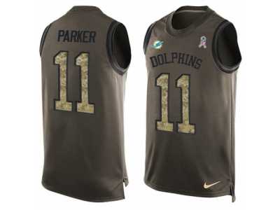 Men's Nike Miami Dolphins #11 DeVante Parker Limited Green Salute to Service Tank Top NFL Jersey