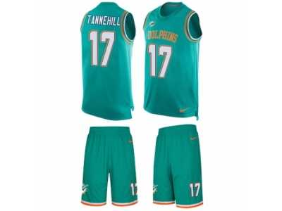 Men's Nike Miami Dolphins #17 Ryan Tannehill Limited Aqua Green Tank Top Suit NFL Jersey