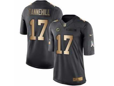 Men's Nike Miami Dolphins #17 Ryan Tannehill Limited Black Gold Salute to Service NFL Jersey