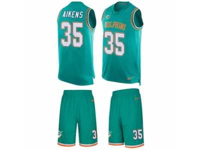 Men's Nike Miami Dolphins #35 Walt Aikens Limited Aqua Green Tank Top Suit NFL Jersey