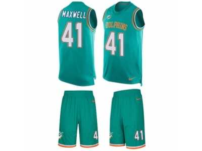 Men's Nike Miami Dolphins #41 Byron Maxwell Limited Aqua Green Tank Top Suit NFL Jersey