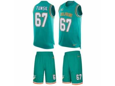 Men's Nike Miami Dolphins #67 Laremy Tunsil Limited Aqua Green Tank Top Suit NFL Jersey