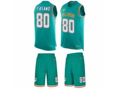 Men's Nike Miami Dolphins #80 Anthony Fasano Limited Aqua Green Tank Top Suit NFL Jersey