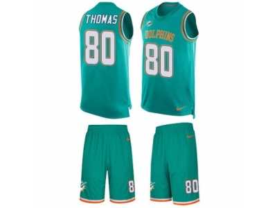 Men's Nike Miami Dolphins #80 Julius Thomas Limited Aqua Green Tank Top Suit NFL Jersey