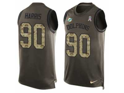 Men's Nike Miami Dolphins #90 Charles Harris Limited Green Salute to Service Tank Top NFL Jersey