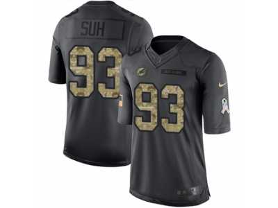 Men's Nike Miami Dolphins #93 Ndamukong Suh Limited Black 2016 Salute to Service NFL Jersey
