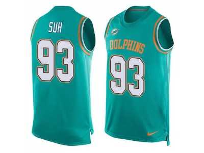Nike Miami Dolphins #93 Ndamukong Suh Aqua Green Team Color Men's Stitched NFL Limited Tank Top Jersey