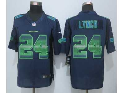 2015 New Nike Seattle Seahawks #24 Lynch Navy Blue Strobe Jerseys(Limited)