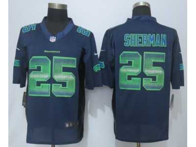 2015 New Nike Seattle Seahawks #25 Sherman Navy Blue Strobe Jerseys(Limited)