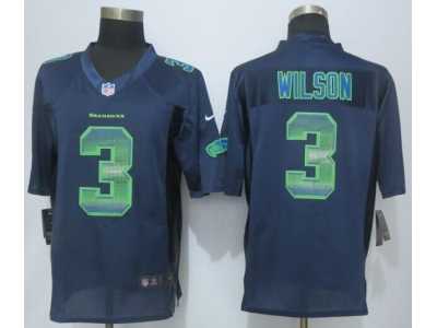2015 New Nike Seattle Seahawks #3 Wilson Navy Blue Strobe Jerseys(Limited)