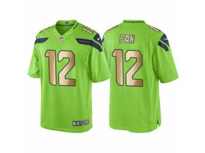 Men's Nike Seattle Seahawks #12 12th Fan Green Gold Limited Special Color Rush Jersey